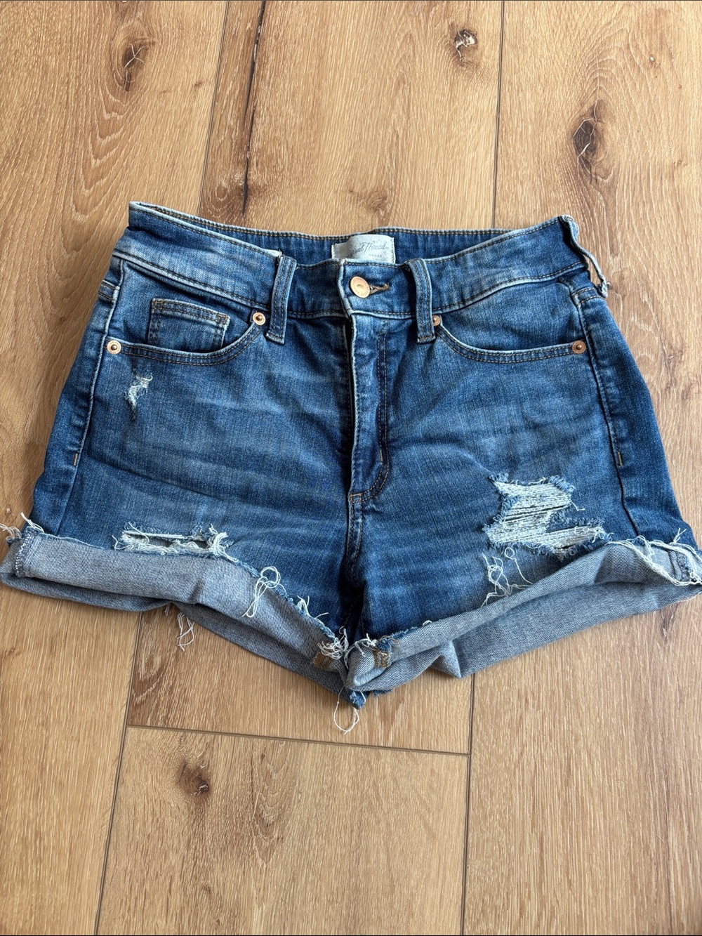 Universal Thread Distressed Cuffed Denim Shorts - Blue
